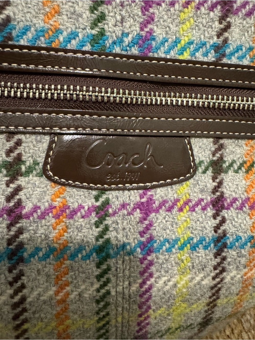 Coach Penelope Tattersall Plaid Wool Tweed Tote - Picture 2 of 9